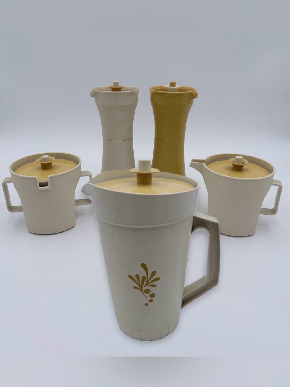 Vintage Lot of 5 Tupperware Harvest Col Creamer /Oil & Vinger/Sugar/Pitcher 1415